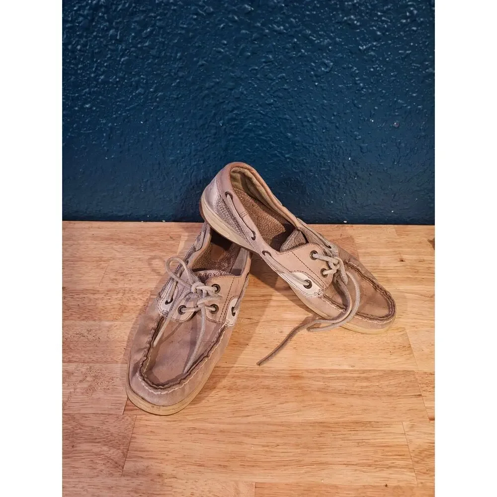 Sperry Top-Sider Tan Leather Boat Shoes Women's Size 8.5 Lace-Up Casual